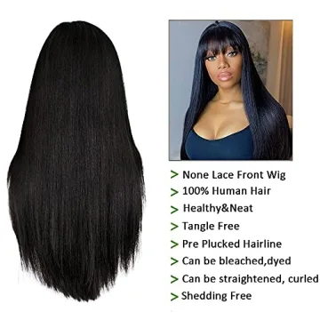 Stylish Lzlefho Virgin Straight Wig with Bangs 20inch