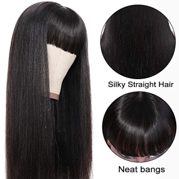 Stylish Lzlefho Virgin Straight Wig with Bangs 20inch