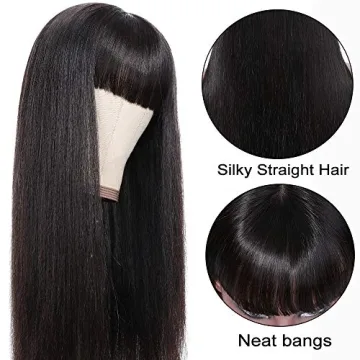 Stylish Lzlefho Virgin Straight Wig with Bangs 20inch