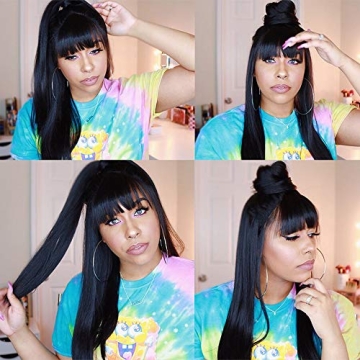 Stylish Lzlefho Virgin Straight Wig with Bangs 20inch