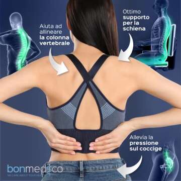 Seat Cushion - Standard, 17.7 x 13.8 Inch, Memory Foam Gel, Office Chair Cushion, Desk Chair Cushion for Back, Tailbone, Butt and Coccyx Pain Relief - Support Pillow for Office, Car, Home & Wheelchair