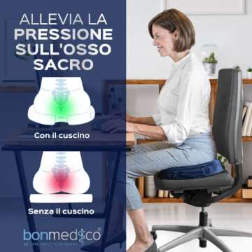 Seat Cushion - Standard, 17.7 x 13.8 Inch, Memory Foam Gel, Office Chair Cushion, Desk Chair Cushion for Back, Tailbone, Butt and Coccyx Pain Relief - Support Pillow for Office, Car, Home & Wheelchair