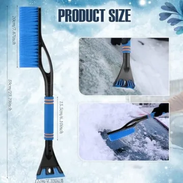 Baderke Snow Brush with Detachable Ice Scrapers Car Snow Scraper and Brush with Ergonomic Foam Grip Ice Scrapers for Car Windshield Snow Removal Tool for Cars, Trucks, Windshield, Window(Blue)