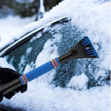Baderke Snow Brush with Detachable Ice Scrapers Car Snow Scraper and Brush with Ergonomic Foam Grip Ice Scrapers for Car Windshield Snow Removal Tool for Cars, Trucks, Windshield, Window(Blue)