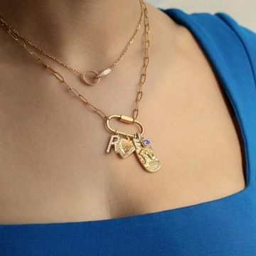 Handmade Gold Carabiner Charm Necklace for Women