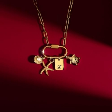 Handmade Gold Carabiner Charm Necklace for Women