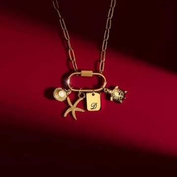 Handmade Gold Carabiner Charm Necklace for Women