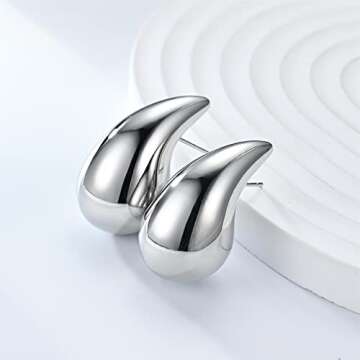 Fekang Teardrop Earrings Chunky Gold Hoop Earrings for Women Trendy Lightweight Earrings Hypoallergenic 18K Real Gold Plated Fashion Jewelry for Women