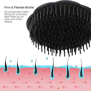 Segbeauty 2pcs Scalp Massage Shampoo Brush, Massage Hair Brush Floriated Shower Comb for Deep Cleaning Hair Men’s Hand Brush Growth Beard Brush Pet Grooming Brushes (Black)
