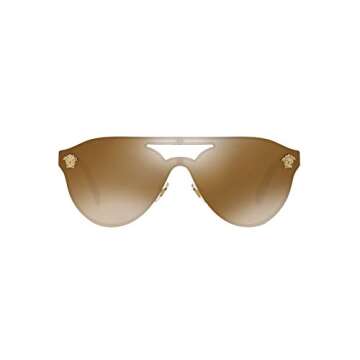 Versace Gold Frame Sunglasses for Women - Brown Lenses