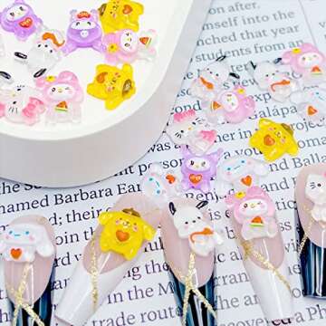 30PCS Kawaii Resin Nail Art Charms Cute Animals Jelly Gummy Sweet Candy 3D Nail Decoration Accessori...