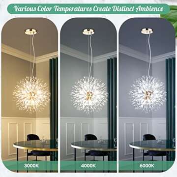 Modern Gold Crystal Chandeliers Firework, 8-Light Dandelion Chandelier, Semi Flush Mount Ceiling Lig...