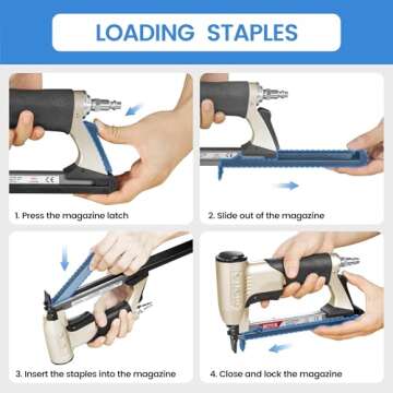 meite MT7116 Pneumatic Staple Gun - 22 Gauge 71 Series 3/8-Inch Crown 1/4-Inch to 5/8-Inch Length Air Upholstery Staple Gun Fine Wire Upholstery Stapler Gun