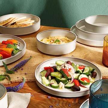 Bloomhouse - Oprah's Favorite Things - Santorini Mist Double Bowl Terracotta Reactive Glaze Plates a...