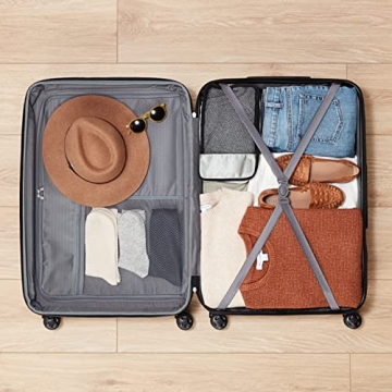 Amazon Basics Suitcase, Hardside Luggage with Spinner Wheels, Scratch-Resistant Surface, Orange, 30-Inch