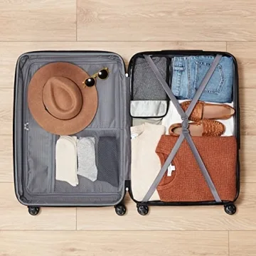 Amazon Basics Suitcase, Hardside Luggage with Spinner Wheels, Scratch-Resistant Surface, Orange, 30-Inch