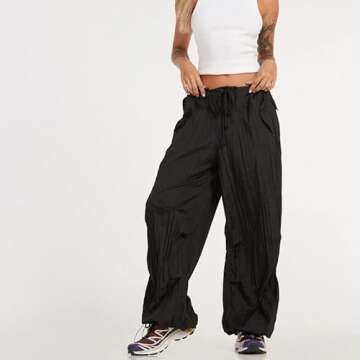 Drawstring Low Waist y2k Cargo Pants Baggy Straight Wide Leg Trousers E-Girls Harajuku Hiphop Street...
