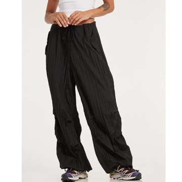 Drawstring Low Waist y2k Cargo Pants Baggy Straight Wide Leg Trousers E-Girls Harajuku Hiphop Streetwear Sweatpants Black