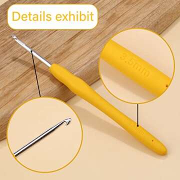 3.5 mm Crochet Hook, Ergonomic Handle for Arthritic Hands, Extra Long  Knitting Needles for Beginners and Crocheting Yarn (3.5 mm)