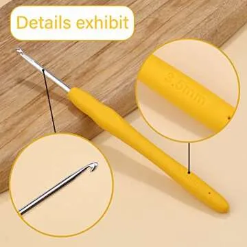 3.5 mm Crochet Hook, Ergonomic Handle for Arthritic Hands, Extra Long  Knitting Needles for Beginners and Crocheting Yarn (3.5 mm)