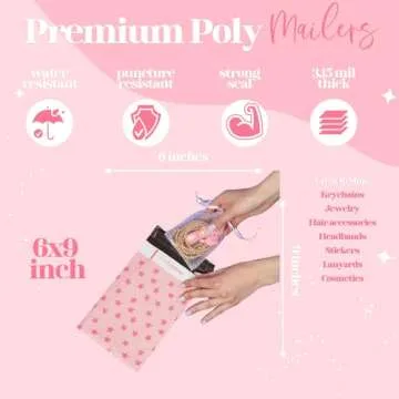 Pretty Package Store Designer Poly Mailer Variety Pack Heavy Duty Waterproof Self Seal Shipping Bags for Small Business Large Mailing Envelopes Bulk Tear Resistant Packaging 35 Pack