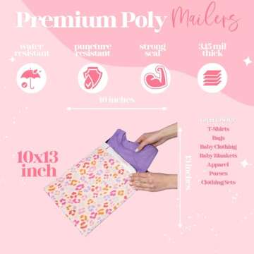 Pretty Package Store Designer Poly Mailer Variety Pack Heavy Duty Waterproof Self Seal Shipping Bags for Small Business Large Mailing Envelopes Bulk Tear Resistant Packaging 35 Pack