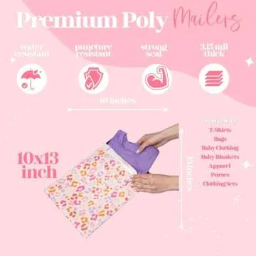 Pretty Package Store Designer Poly Mailer Variety Pack Heavy Duty Waterproof Self Seal Shipping Bags for Small Business Large Mailing Envelopes Bulk Tear Resistant Packaging 35 Pack