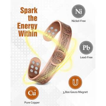 Jecanori Copper Bracelet for Men, 18X Strength Mens Magnetic Bracelets with 3,800 Gauss Magnets, 99....