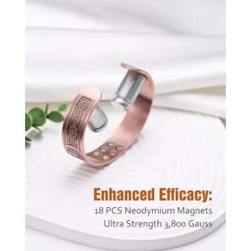 Jecanori Copper Bracelet for Men, 18X Strength Mens Magnetic Bracelets with 3,800 Gauss Magnets, 99.99% Pure Solid Copper Jewelry Gift