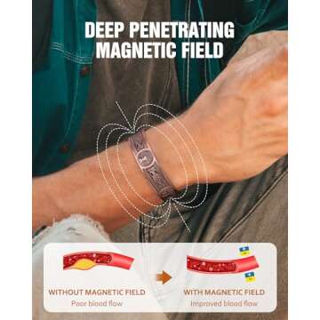 Jecanori Copper Bracelet for Men, 18X Strength Mens Magnetic Bracelets with 3,800 Gauss Magnets, 99.99% Pure Solid Copper Jewelry Gift