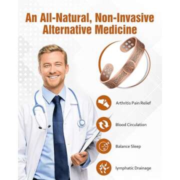 Jecanori Copper Bracelet for Men, 18X Strength Mens Magnetic Bracelets with 3,800 Gauss Magnets, 99.99% Pure Solid Copper Jewelry Gift