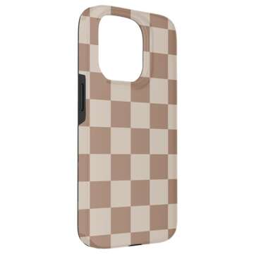 iPhone 15 Pro Brown Classic Checkered Big Checkerboard Case