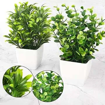 Whonline 2pcs Small Fake Plants for Home Office Decor