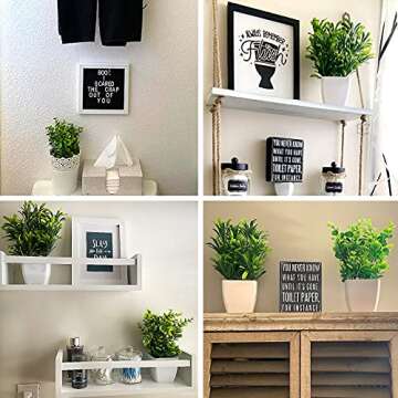 Whonline 2pcs Small Fake Plants, Mini Potted Plants for Home Bathroom Shelf Decor, Artificial Eucalyptus Plants for Office Desk Greenery Decoration