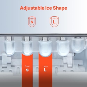 VEVOR Countertop Ice Maker, 9 Cubes Ready in 6 Mins, 26lbs in 24Hrs, Self-Cleaning Portable Ice Maker with Ice Scoop and Basket, Ice Machine with 2 Sizes Bullet Ice for Home Kitchen Office Bar Party