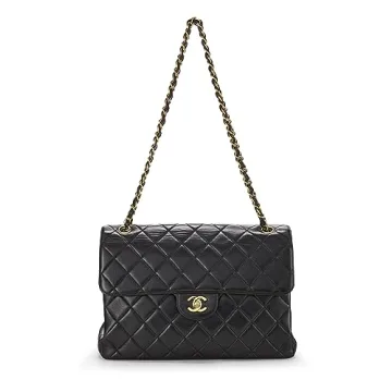 Chanel Pre-Loved Black Quilted Lambskin Double Sided Classic Flap Jumbo