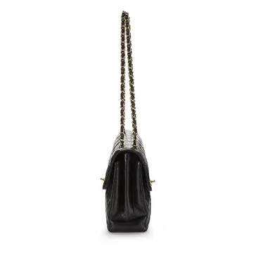 Chanel Pre-Loved Black Quilted Lambskin Double Flap Jumbo