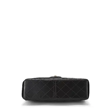 Chanel Pre-Loved Black Quilted Lambskin Double Flap Jumbo