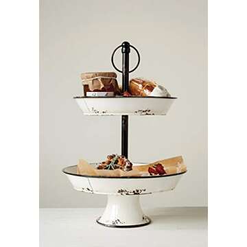 Farmhouse Style Creative Co-Op 2 Tier Metal Tray