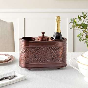 Old Dutch Antique Copper Two Bottle Wine Chiller Elegant Design