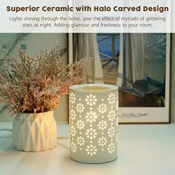 Bobolyn Ceramic Electric Wax Melt Warmer Candle Waxing Warmer Burner Melt Wax Cube Melter Fragrance Warmer- Ideal Gift for Wedding, Spa and Aromatherapy (Flower)