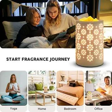 Bobolyn Ceramic Electric Wax Melt Warmer Candle Waxing Warmer Burner Melt Wax Cube Melter Fragrance Warmer- Ideal Gift for Wedding, Spa and Aromatherapy (Flower)
