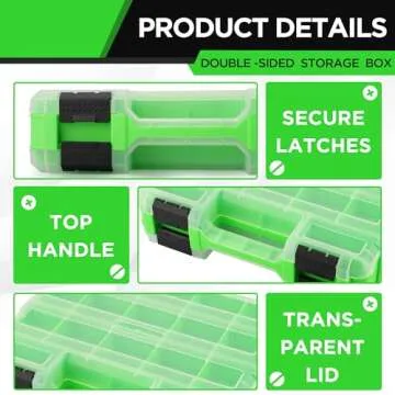 Small Parts Organizer, 34-Compartments Double Side parts organizer with Removable Dividers, Double Side Tools Box Screw Organizer For Nuts, Bolts, Screws, Nails, Small Hardware