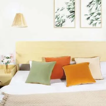 Btyrle 8-Colors Velvet Throw Pillow Covers 18x18 Inch - Set of 4 Decorative Velour Cushion Covers fo...