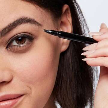 Arches & Halos Microblading Brow Shaping Pen - Fuller, More Defined Brow - Long-lasting, Smudge Resistant, Rich Color - Vegan and Cruelty Free Makeup - Dark Brown - 0.8 ml