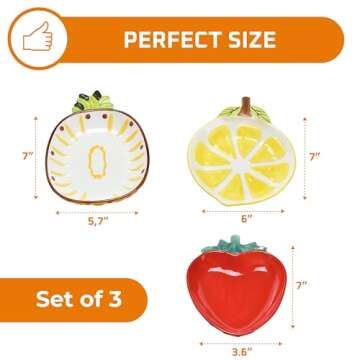 Bruntmor Multicolor Ceramic Plate Sets - Polka Dot Design - Scratch-Resistant, Non-Toxic, Lead-Free Decorative Service Plates for Special Occasions -7.08L x 9.44W x 1.37Th Inches