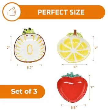 Bruntmor Multicolor Ceramic Plate Sets - Polka Dot Design - Scratch-Resistant, Non-Toxic, Lead-Free Decorative Service Plates for Special Occasions -7.08L x 9.44W x 1.37Th Inches