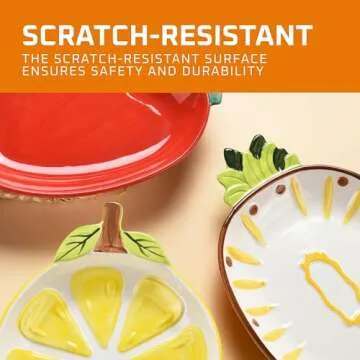 Bruntmor Multicolor Ceramic Plate Sets - Polka Dot Design - Scratch-Resistant, Non-Toxic, Lead-Free Decorative Service Plates for Special Occasions -7.08L x 9.44W x 1.37Th Inches