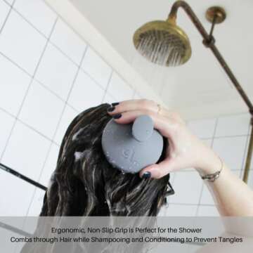 scalpluv | Scalp Massager Hair Brush, 3 in 1 Hair Massager, Exfoliator, Promotes Hair Growth, Dandruff Treatment, Waterproof Shower Scalp Scrubber with Soft Bristles, Shampoo Scrubber (Gray)