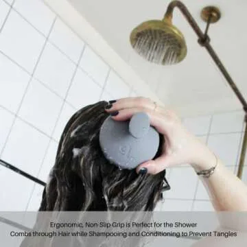 scalpluv | Scalp Massager Hair Brush, 3 in 1 Hair Massager, Exfoliator, Promotes Hair Growth, Dandruff Treatment, Waterproof Shower Scalp Scrubber with Soft Bristles, Shampoo Scrubber (Gray)